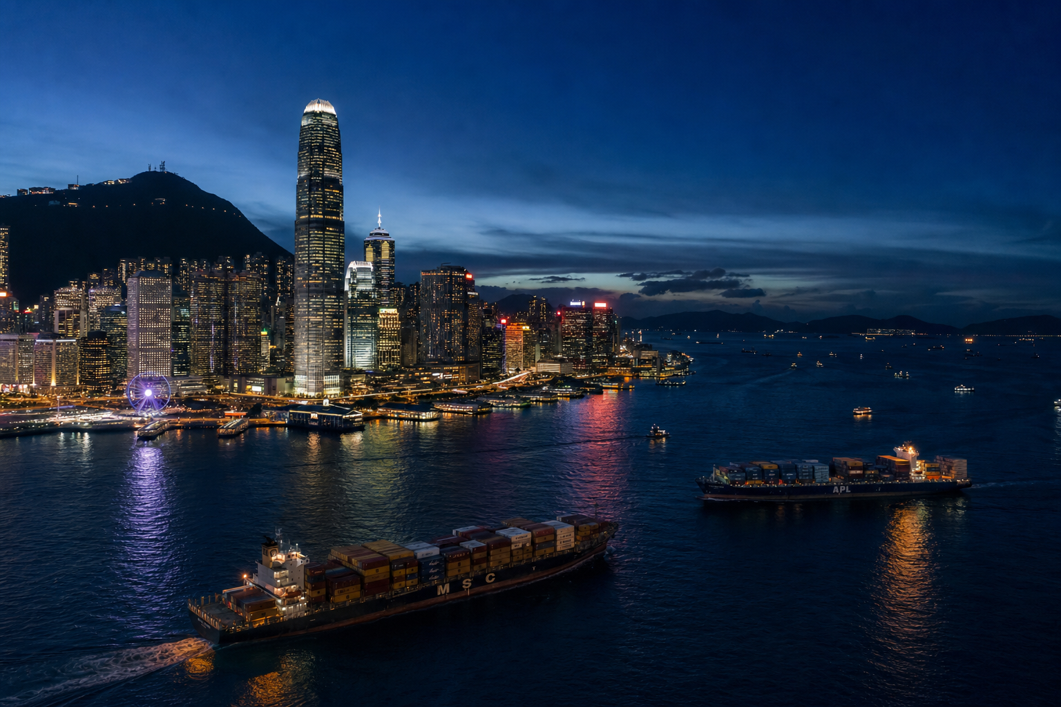 Hong Kong skyline at blue hour