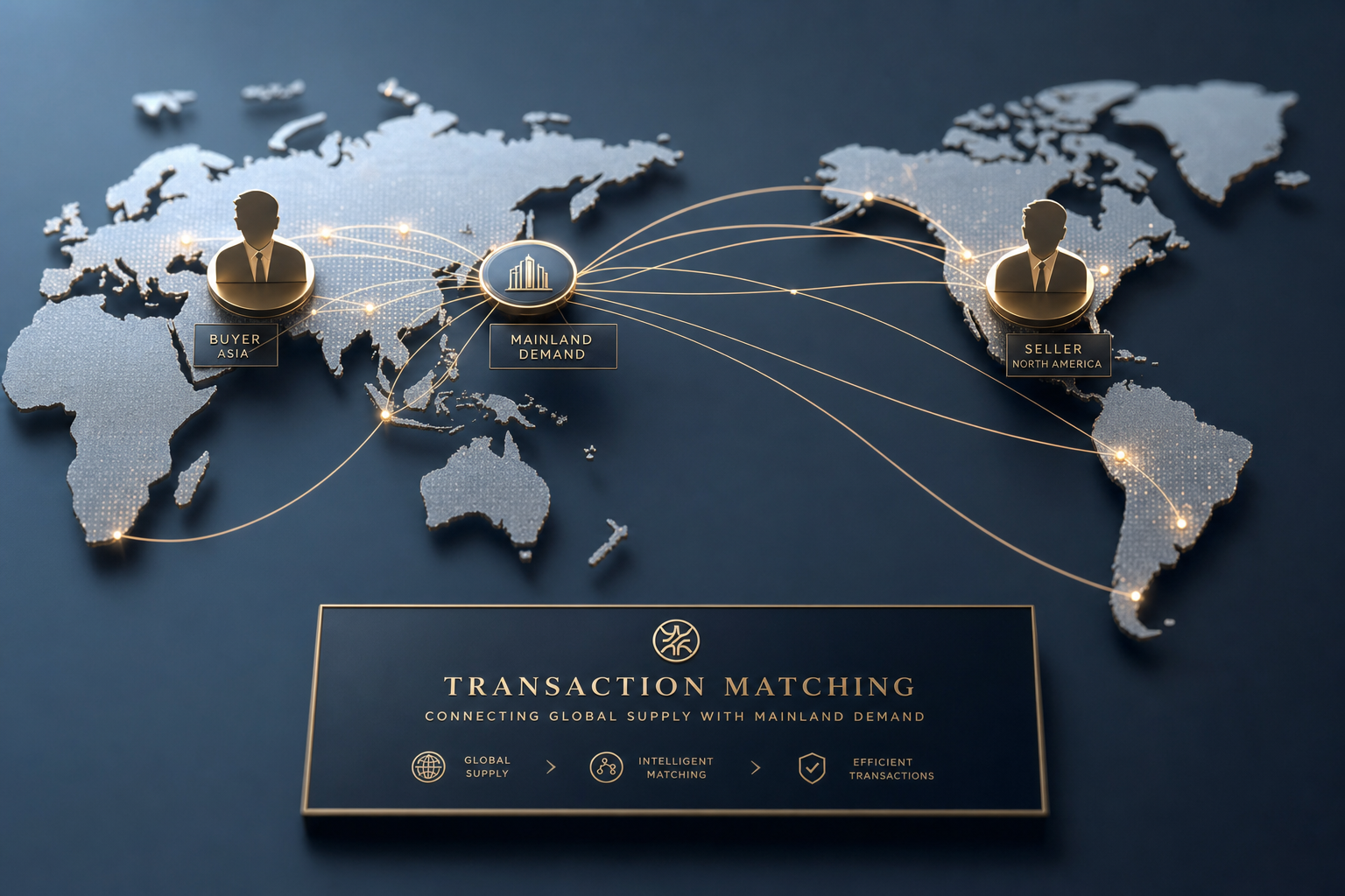Global trade network connecting buyers and sellers across continents